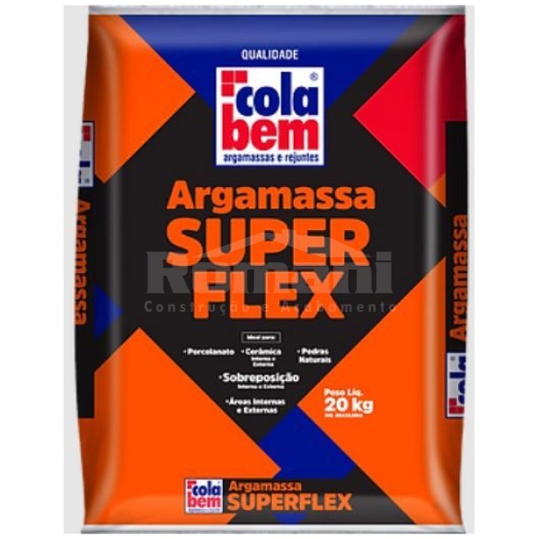 ARGAMASSA SUPER FLEX CINZA 20KG COLA BEM#