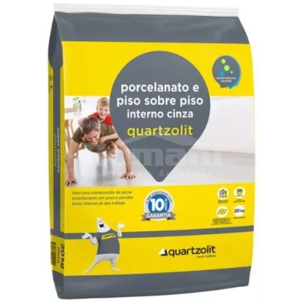 ARGAMAS PORC PISOXPISO INTERNA CINZA 20KG QUARTZOLIT