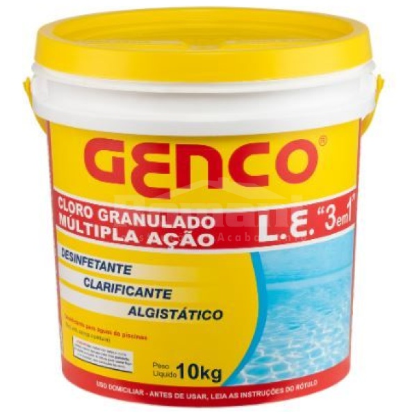 GENCO CLORO GRANULADO 10KG MULTIPLA ACAO 3 EM 1