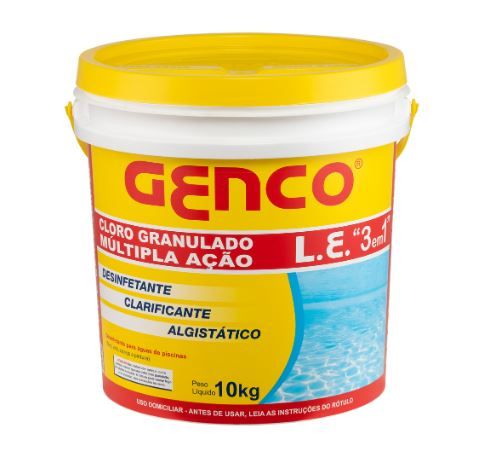 GENCO CLORO GRANULADO 10KG MULTIPLA ACAO 3 EM 1