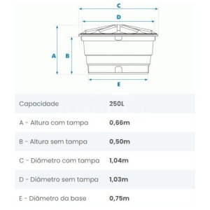 CAIXA D'AGUA 250L POLIETILENO FORTLEV