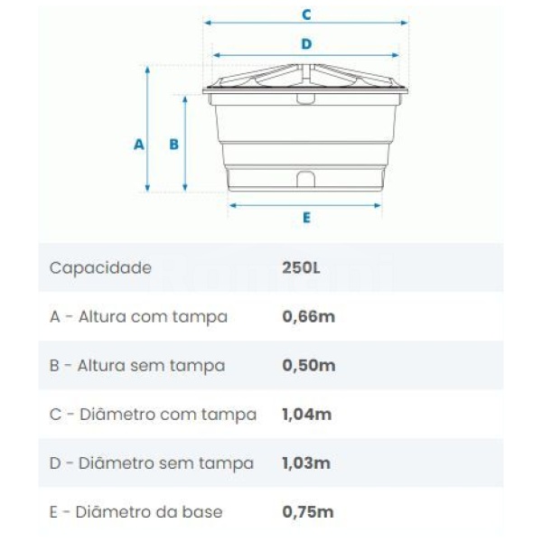 CAIXA D'AGUA 250L POLIETILENO FORTLEV