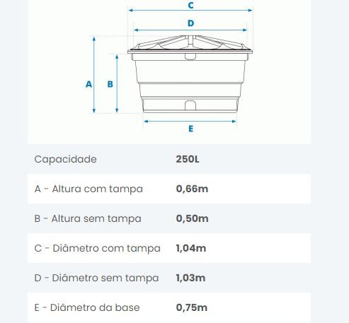 CAIXA D'AGUA 250L POLIETILENO FORTLEV