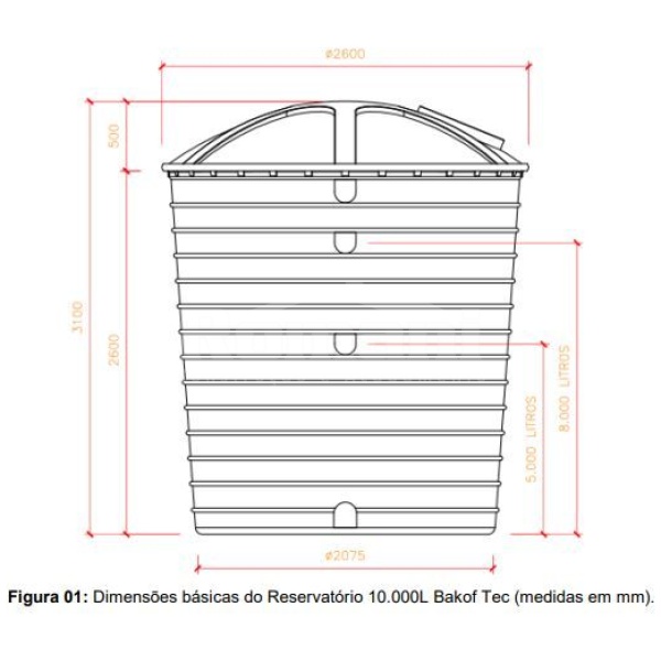 CAIXA D'AGUA 10000L (10.000L) POLIETILENO COM TAMPA BAKOFF