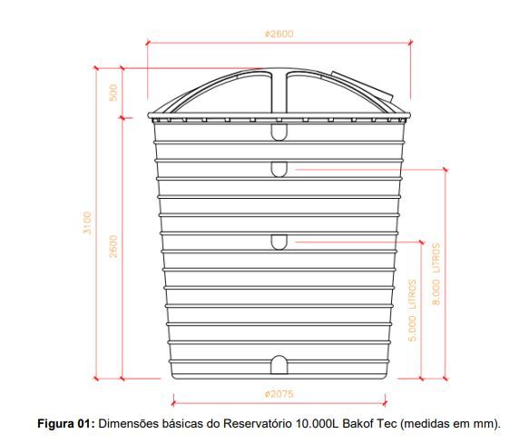 CAIXA D'AGUA 10000L (10.000L) POLIETILENO COM TAMPA BAKOFF