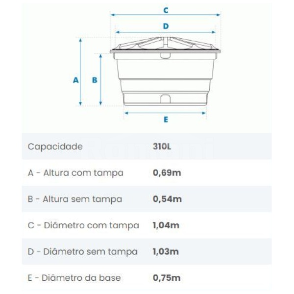 CAIXA D'AGUA 310L POLIETILENO FORTLEV