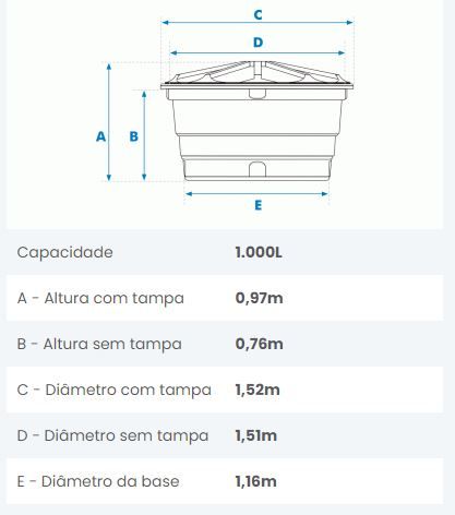 CAIXA D'AGUA 1000L POLIETILENO FORTLEV