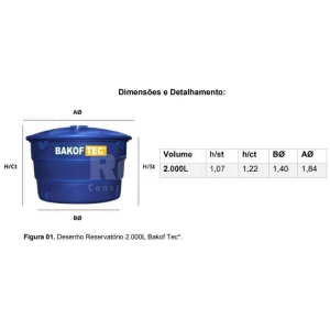 CAIXA D'AGUA 2000L POLIETILENO COM TAMPA BAKOF