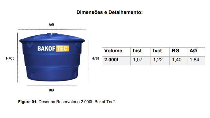 CAIXA D'AGUA 2000L POLIETILENO COM TAMPA BAKOF