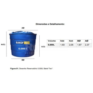 CAIXA D'AGUA 5000L POLIETILENO COM TAMPA BAKOFF