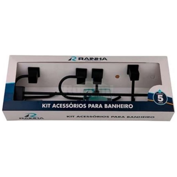 KIT SEMI LUXO SQUARE PRETO FOSCO INOX RAINHA 214551