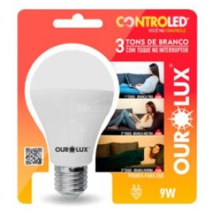 CONTROLED 3 TONS BRANCO 9W 6.5K+4K+2.7K OUROLUX 20485