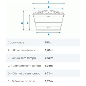 CAIXA D'AGUA 250L POLIETILENO FORTLEV
