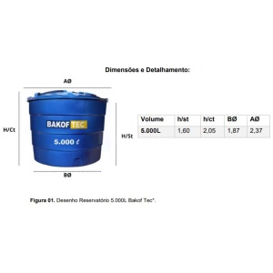 CAIXA D'AGUA 5000L POLIETILENO COM TAMPA BAKOFF