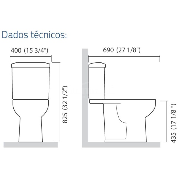 KIT BACIA IP94 + CAIXA ACOPLADA IC94 LUNA SPECIALE BRACA ICASA (IC94+IP91)