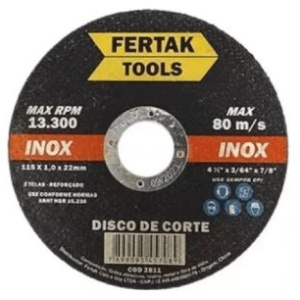 DISCO CORTE INOX 115MM 4.1/2 1.2 22MM FERTAK 2821