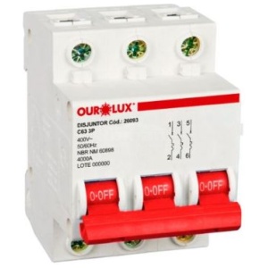 DISJUNTOR DIN TRIP 3X63A (C) OUROLUX 26093