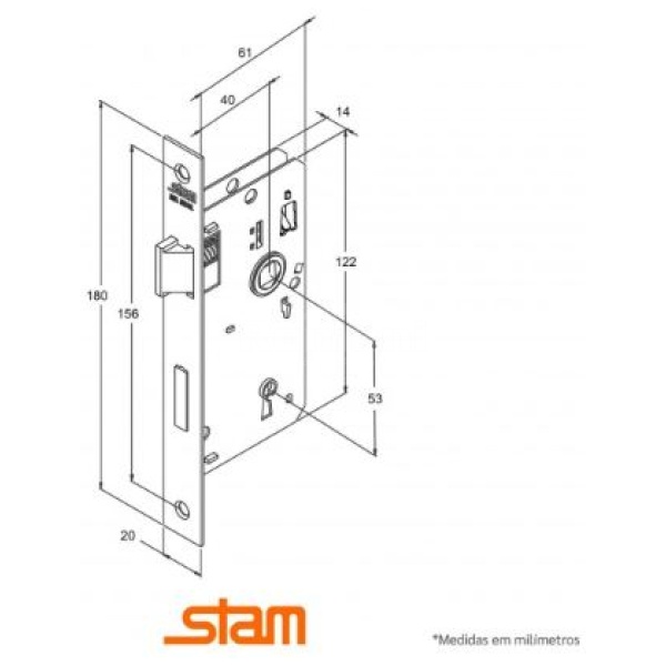 FECHADURA 813/11 ROSETA INOX INTERNA STAM 34971
