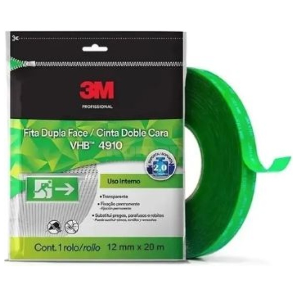 FITA DUPLA VHB FACE 12MMX20M 4910 PROFISSIONAL 3M