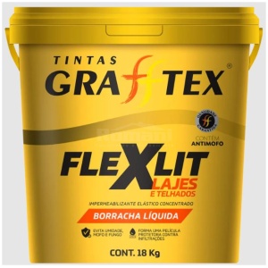 FLEXLIT FLEX PAREDE LAJES TELHAS BORRACHA LIQUIDA 18L GRAFFTEX IMPERMEABILIZANTE TÉRMICO