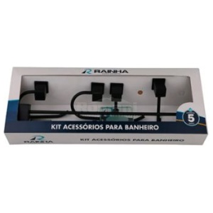KIT QUADRADO ALUMINIO PRETO FOSCO RAINHA 5 PÇS 215494