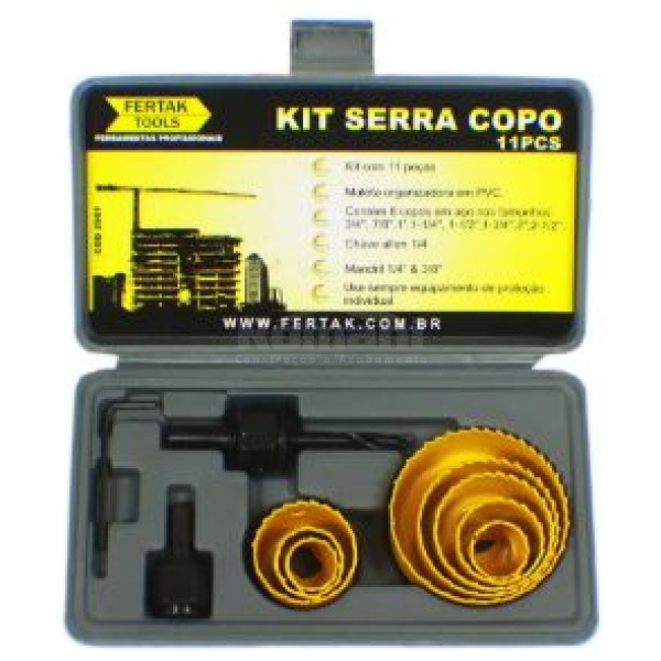 KIT SERRA COPO MALETA 11 PCS FERTAK 2901