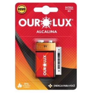 PILHA OUROLUX BATERIA 9V ALCALINA BLISTER 27350