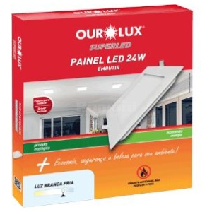 PAINEL LED QUAD EMBUTIR 24W 2700K BIVOLT OUROLUX 03205A