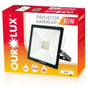 PROJETOR LED SLIM 50W BIV PRETO 6500 OUROLUX 03265
