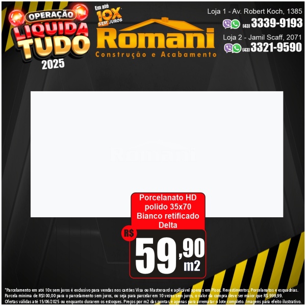 REVEST. PORC. RET. 35X70 BIANCO POLIDO DELTA 1,97
