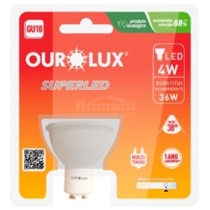 SUPERLED GU10 4W BIV 2700K 38U OUROLUX 20077