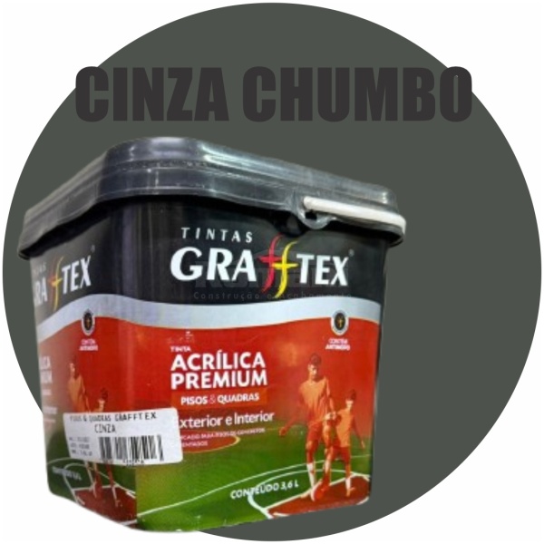 TINTA ACRILICA FOSCA PISOS E QUADRAS PREMIUM 3,6L CINZA CHUMBO GRAFFTEX-