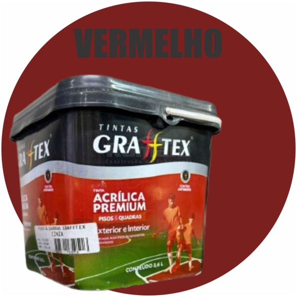 TINTA ACRILICA FOSCA PISOS E QUADRAS PREMIUM 3,6L VERMELHO GRAFFTEX