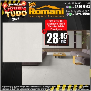 PISO CLEANTEC WHITE MATE 81X81 ACETINADO 1,97MT FORMIGRES RT