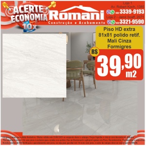 PISO MALI CINZA 81X81 POLIDO 1,97MT FORMIGRES RT