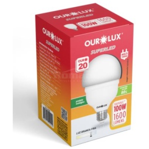 LAMPADA LED ALTA POT. 20W 1600LM E27 6500K OUROLUX 20350