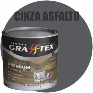TINTA ACRILICA FOSCA PREMIUM INT/EXT 3,6L CINZA ASFALTO GRAFFTEX