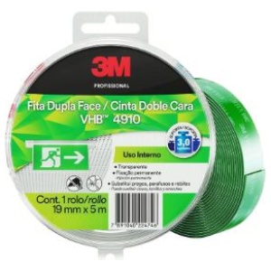 FITA DUPLA FACE VERDE 19MMX5M VHB 4910 ESTOJO 3M - HB004459218