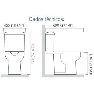 KIT BACIA LUNA MEDIC IP9400 + CAIXA ACOPLADA IC9400 BRANCA ICASA