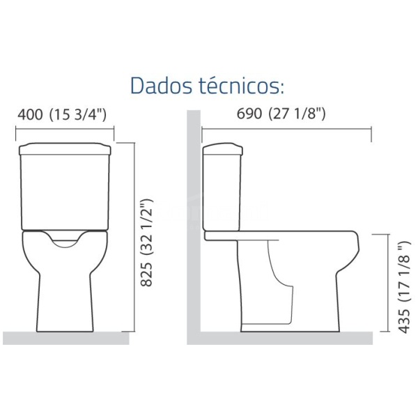 KIT BACIA LUNA MEDIC IP9400 + CAIXA ACOPLADA IC9400 BRANCA ICASA