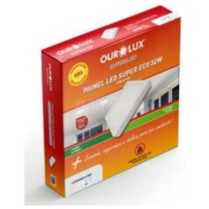 PAINEL LED QUAD SOBREPOR ECO 32W 6500K BIV OUROLUX 02914
