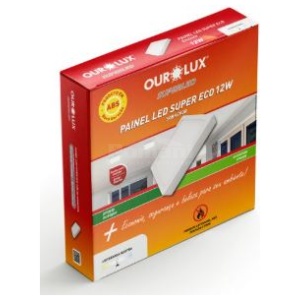 PAINEL LED QUAD SOBREPOR ECO 12W 6500K BIV OUROLUX 02906
