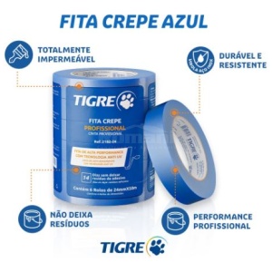 FITA CREPE AZUL PROFISSIONAL AINTI-UV 24MMX50M TIGRE 62182024