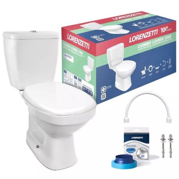 COMBO BACIA + CAIXA ACOP LOREN ONE DUO BRANCA 7720003 LORENZETTI