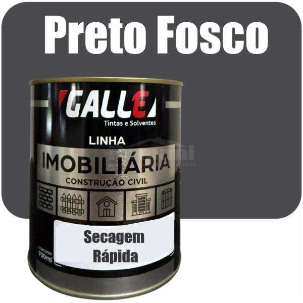 ESMALTE SINTETICO SECAGEM RAPIDA FOSCO 0,9L PRETO FOSCO GALLE