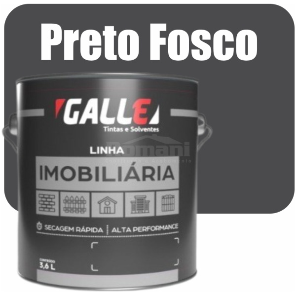 ESMALTE SINTETICO SECAGEM RAPIDA FOSCO 3,6L PRETO FOSCO GALLE