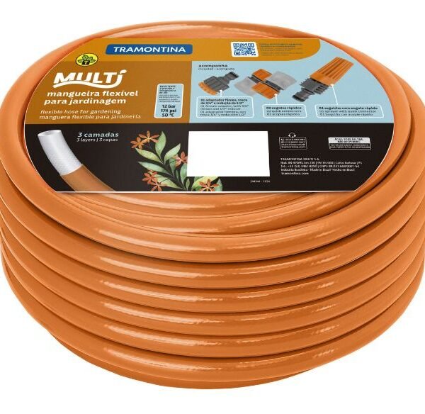 MANGUEIRA JARDIM MULTI PVC LARANJA 1/2 15M TRAMONTINA 79212151
