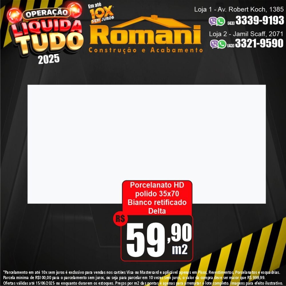 REVEST. PORC. RET. 35X70 BIANCO POLIDO DELTA 1,97