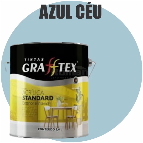 TINTA ACRILICA FOSCA STANDARD INT/EXT 3,6L AZUL CEU GRAFFTEX