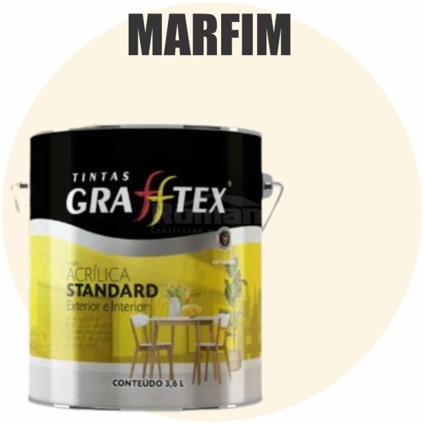 TINTA ACRILICA FOSCA STANDARD INT/EXT 3,6L MARFIM GRAFFTEX